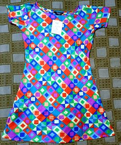 Vibrant Geometric Print A-Line Dress