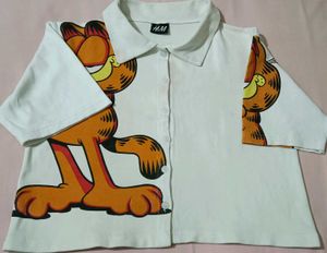 H&M Garfield Graphic Collared Shirt