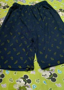 Navy Blue Shorts with Yellow Print