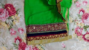 Unused new Green Saree with Embellished Border