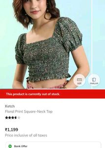 Ketch Floral Print Square Neck Crop Top 🌸