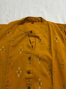 Yellow Printed Kurta