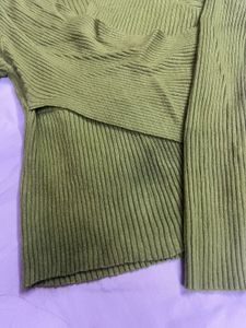 muted olive green ribbed knit full sleeve top