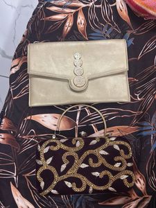 Elegant Embellished Clutch & Gold Evening Bag