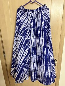 Blue &amp; White Tie-Dye Maxi Skirt