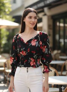 Floral Print Smocked Blouse