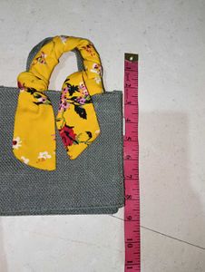 Yellow Floral Scrunchie &amp; Mini Jute Bag Set