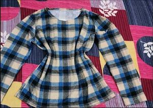 Checked Long Sleeve Top