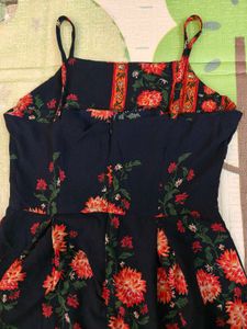 Women Summer Floral Blue Spaghetti Dress