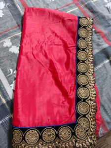 Elegant Red Saree with Embroidered Border
