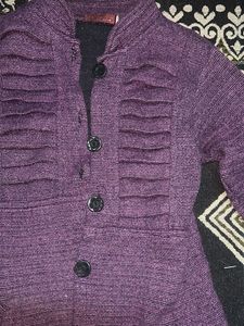 Purple Textured Button-Up Jacket