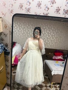 Elegant Cream yellow Tulle Dress🌻🎀🦋