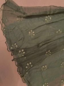 Elegant Olive green Organza Puff Sleeve Dress
