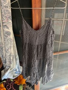 Black Floral Spaghetti Strap Mini Dress