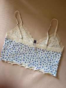 Floral Lace Trim Crop Top