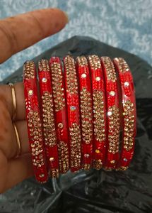 Red Stone Work Bangles