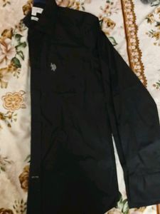 Us Polo Cotton Stretchable Balck Shirt