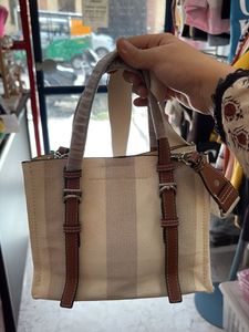 Chic Striped Canvas Tote Bag