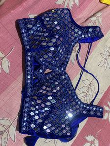 Royal Blue Mirror Work Blouse