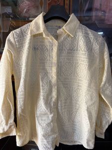 Cream Lace Button-Up Shirt