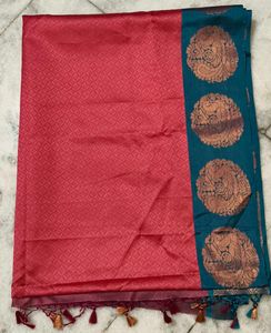 Premium Pink Silk Blend Saree | Designer Border