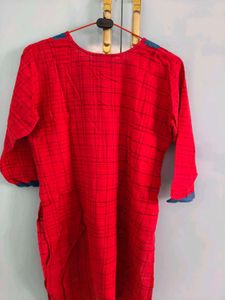 Red &amp; Blue Checked Kurta
