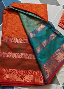 Elegant Orange Saree with Blouse