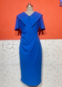 Vibrant Blue Collared Sheath Dress