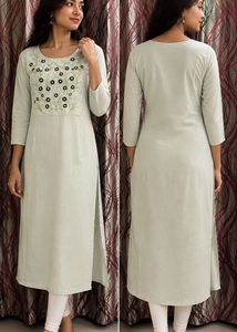 Embroidered Cotton Long Kurta