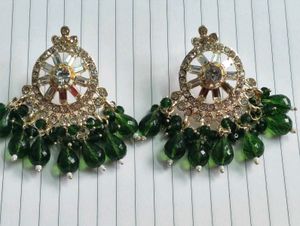 Elegant Green Stone Jhumka Earrings