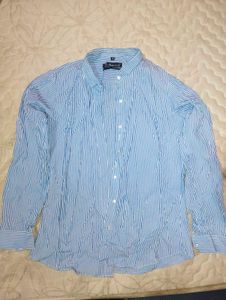 Hancock Men Blue & White Striped Pure Cotton Slim