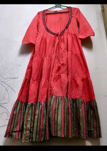 Combo Flared Shrug And  Ethnic Print  Dress
