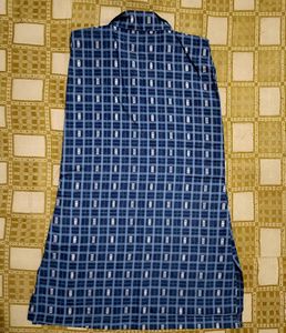 Blue Checked Sleeveless Kurta