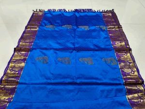 pure Elegant Royal Blue Silk Saree