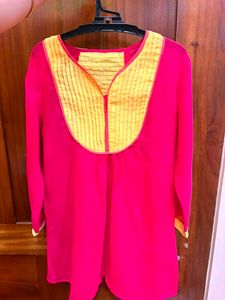Vibrant Pink & Yellow Kurta