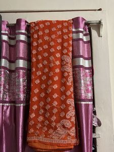 Beautiful Orange Embroidered Saree