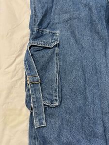 Women denim cargo jeans pants