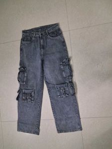 Stylish Grey Cargo Jeans