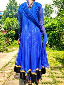 Royal Blue Anarkali Suit with Gold Embroidery