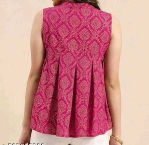 💖 Vibrant Pink Printed Sleeveless Kurta 💖