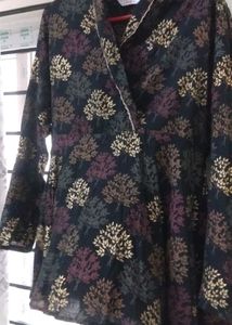 Claura Black V Neck Tunic With Flared Trouser