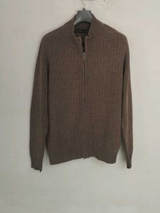 Men's Brown Zip-Up Sweater