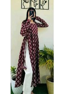 Maroon Printed Kurta
