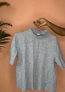 Grey Mock Neck Top