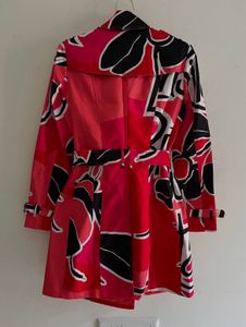 Abstract Print Trench Coat