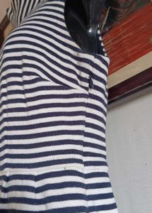 Striped Mock Neck Sleeveless Dress
