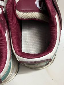 Chunky Maroon &amp; White Casual Sneakers