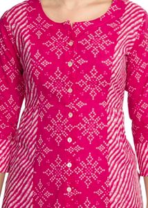 Pink &amp; White Cotton Kurti