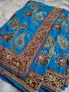 Blue 💙 party wear saree with blouse