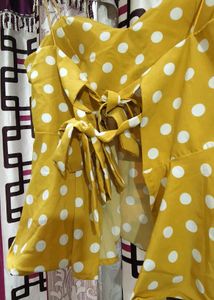 Yellow Polka Dot Peplum Top